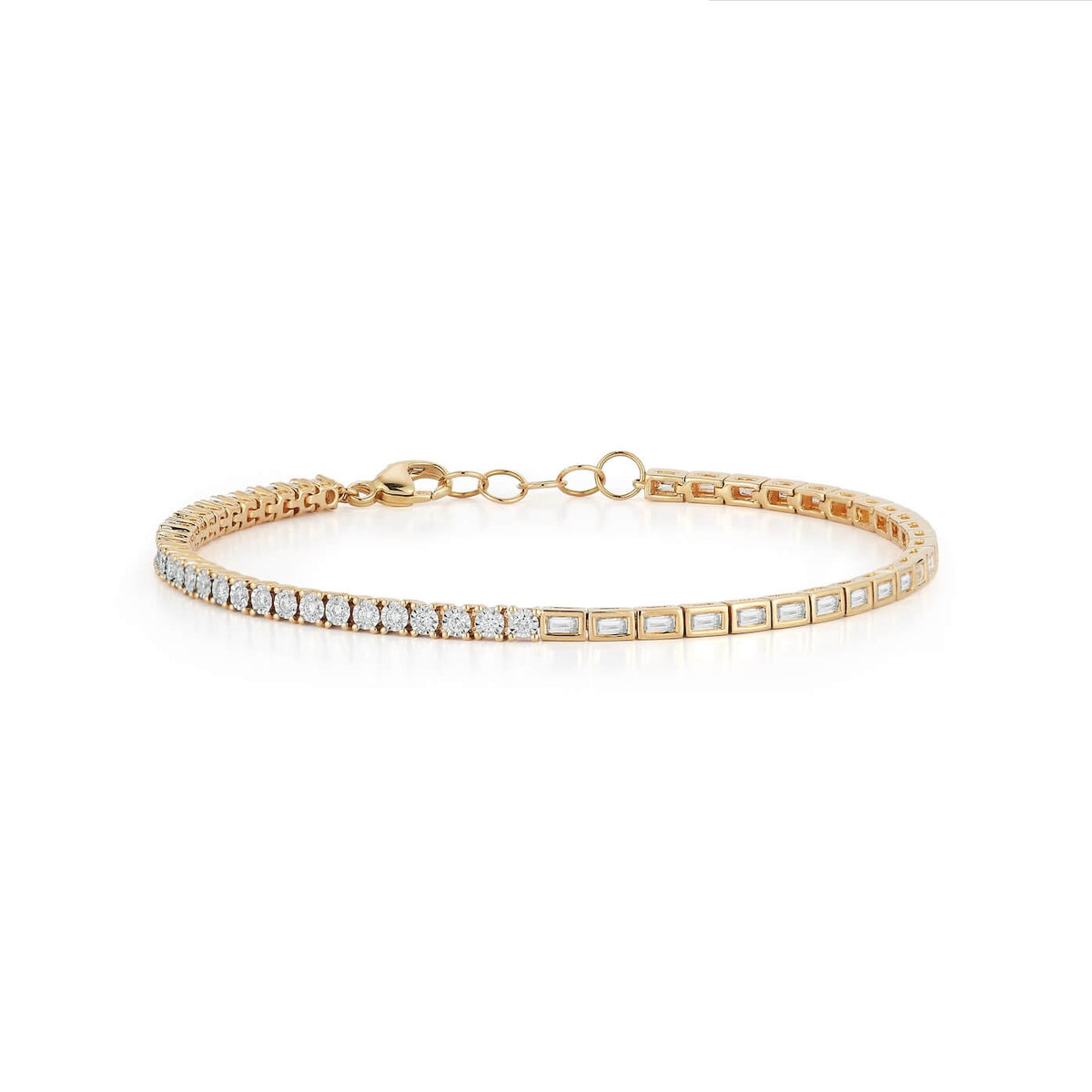 DRD Split Round and Baguette Bezel Tennis Bracelet