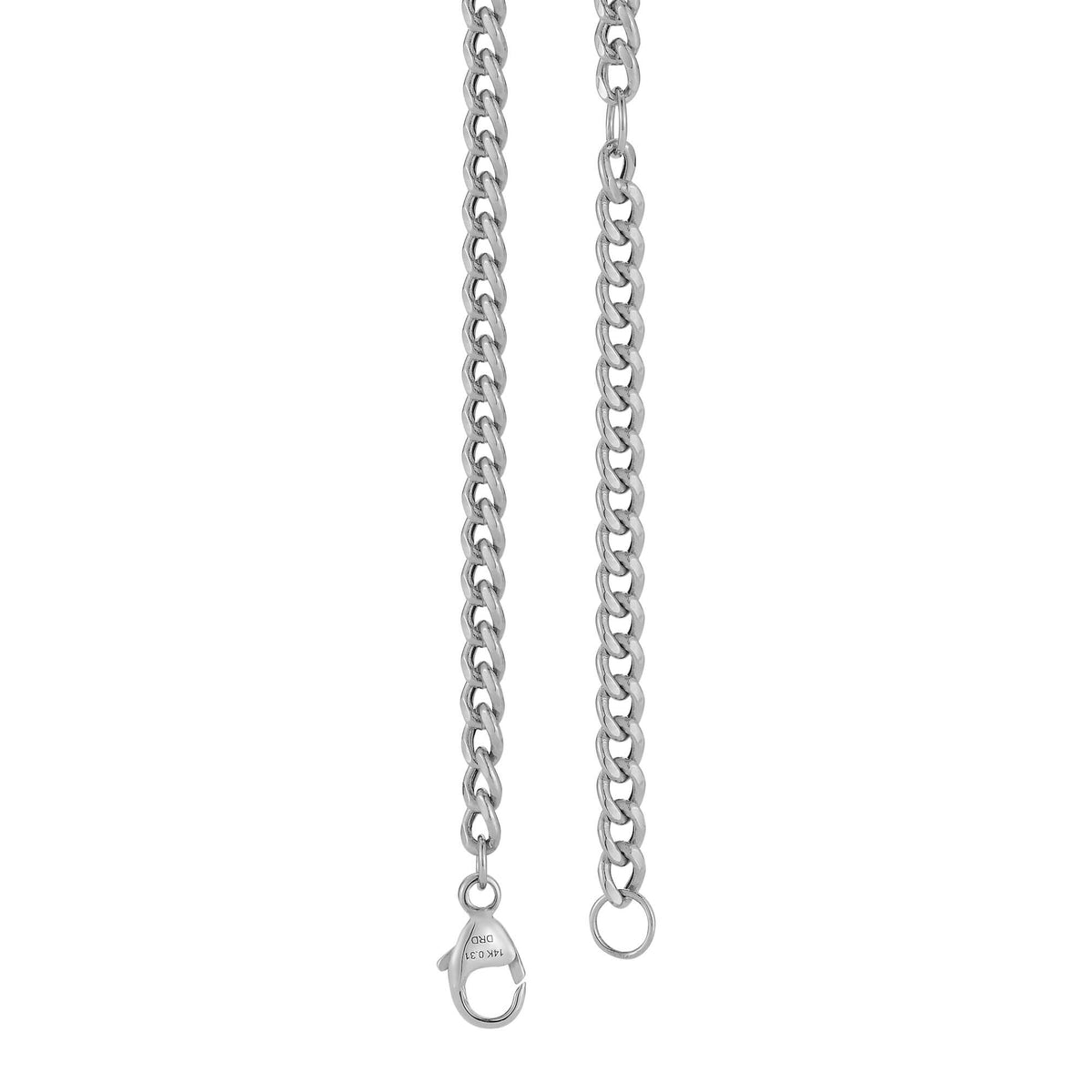 Lauren Joy Cuban Chain Disc Necklace - White Gold