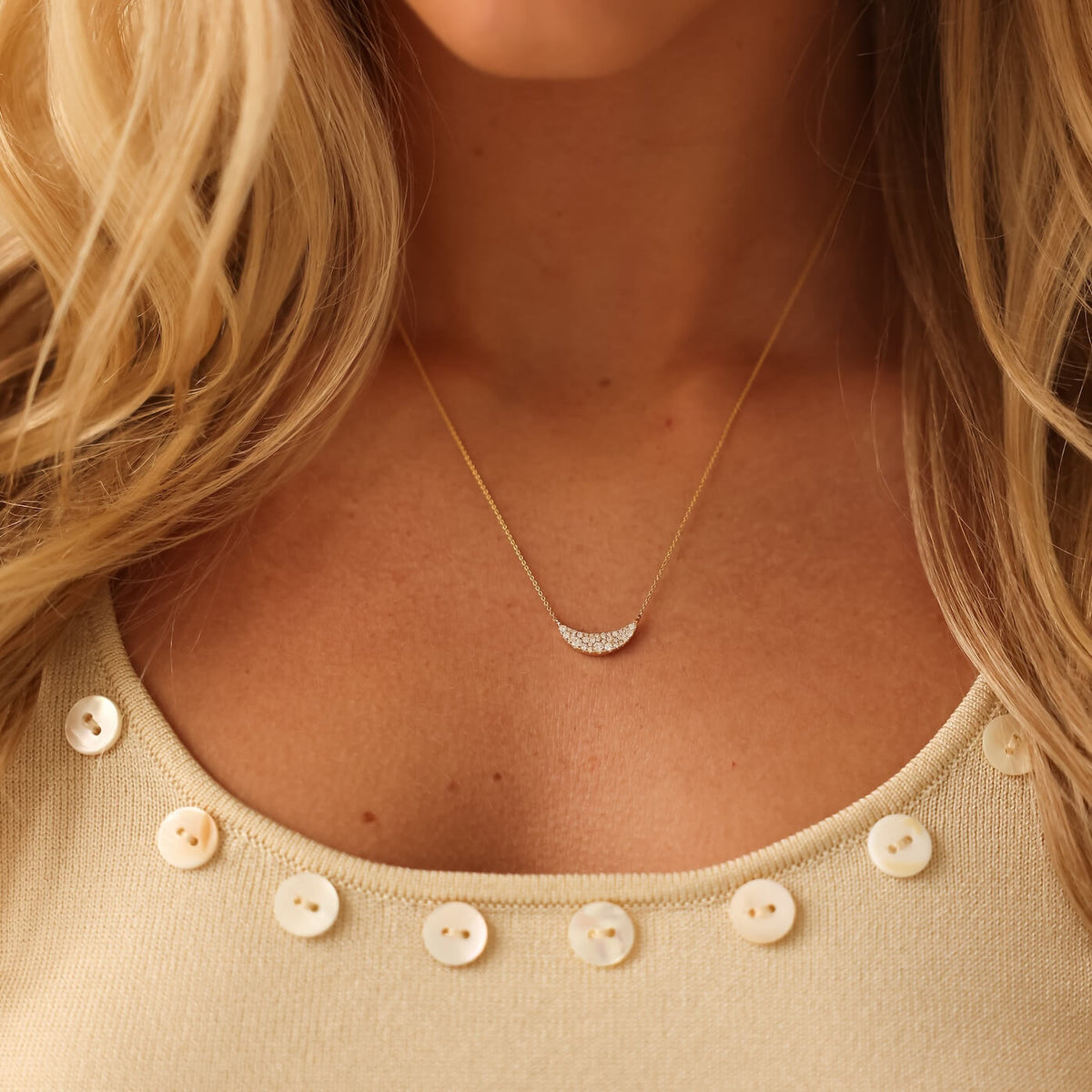 DRD Crescent Diamond Bar Necklace