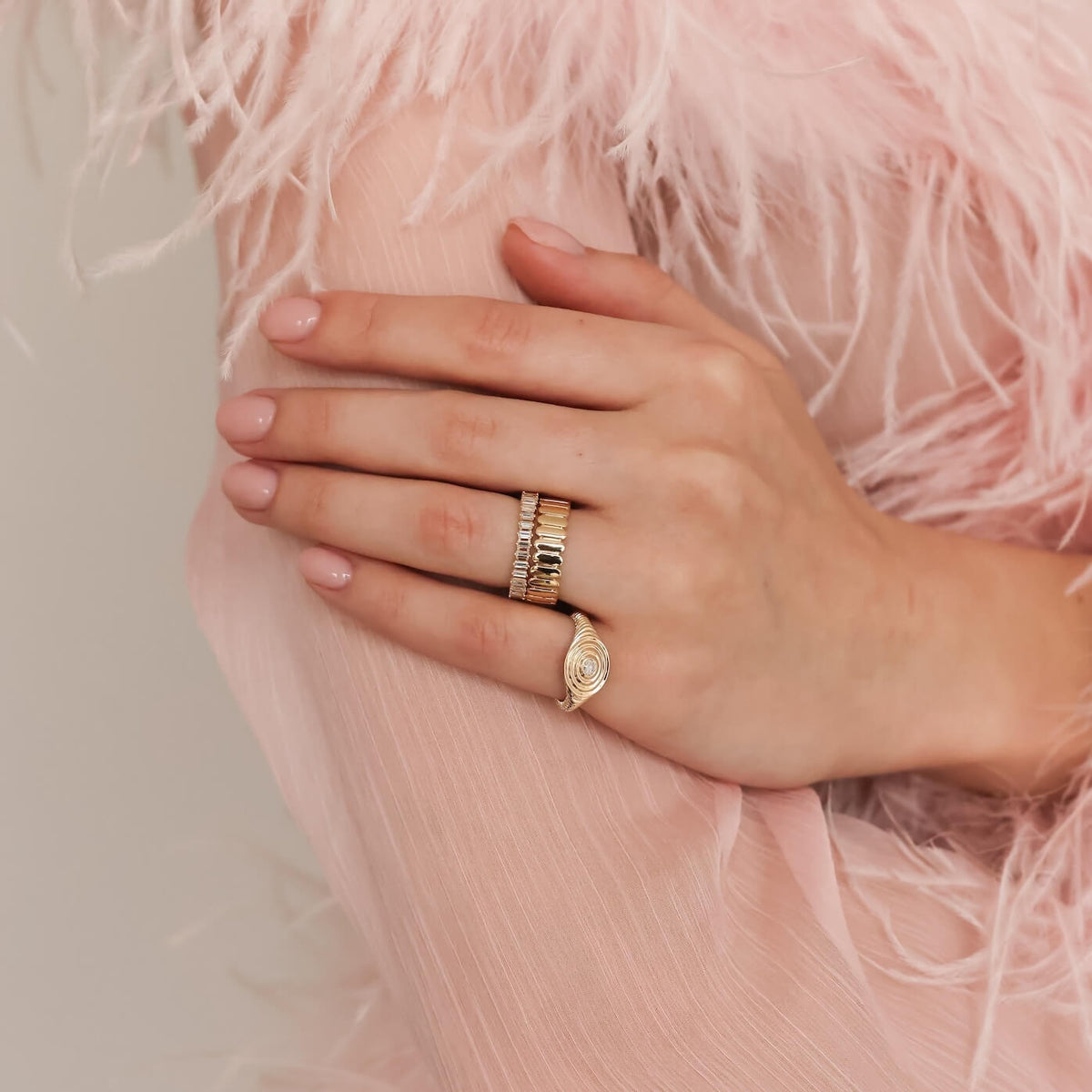 Sadie Pearl Vertical Baguette Eternity Ring