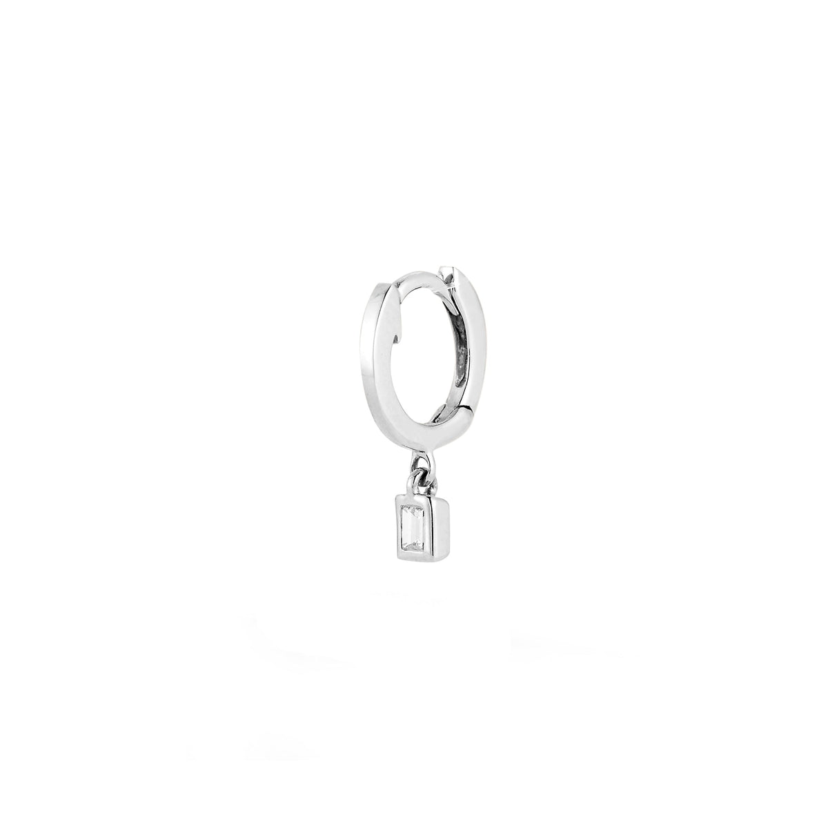 Sadie Pearl Baguette Bezel Drop Single Mini Huggie
