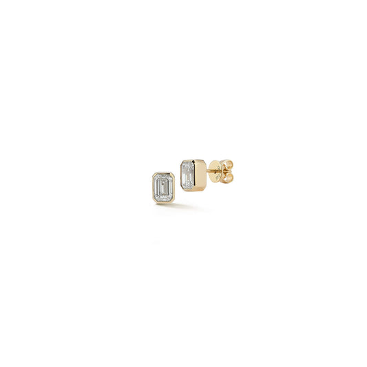 DRD Emerald Cut Bezel Set Diamond Studs 1.00 Ct. Total Weight