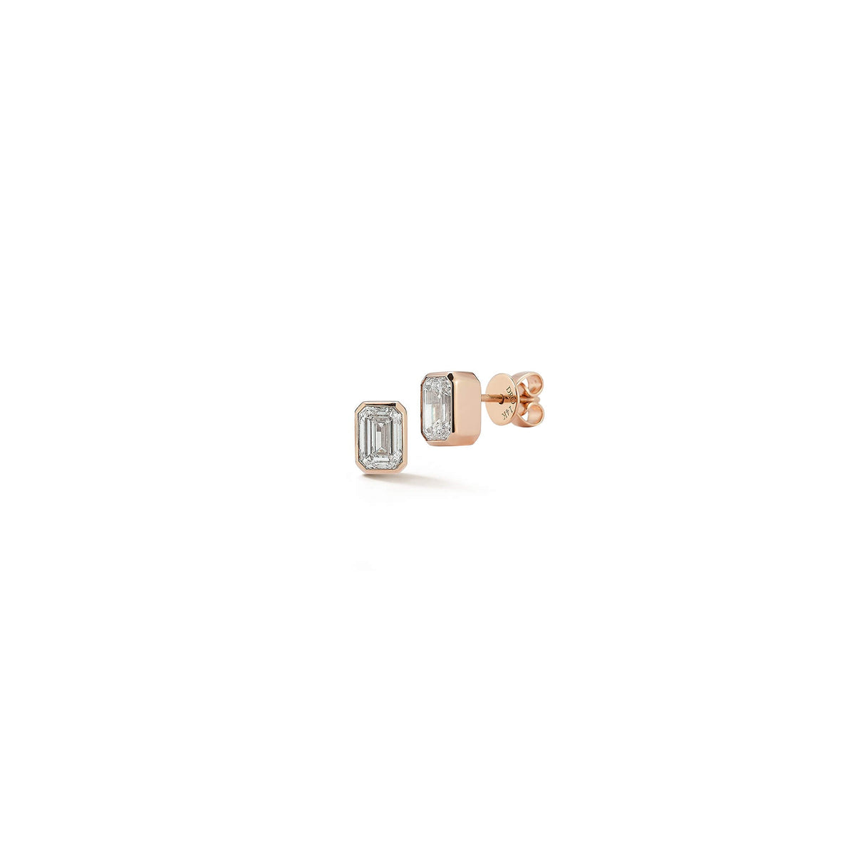 DRD Emerald Cut Bezel Set Diamond Studs 1.00 Ct. Total Weight