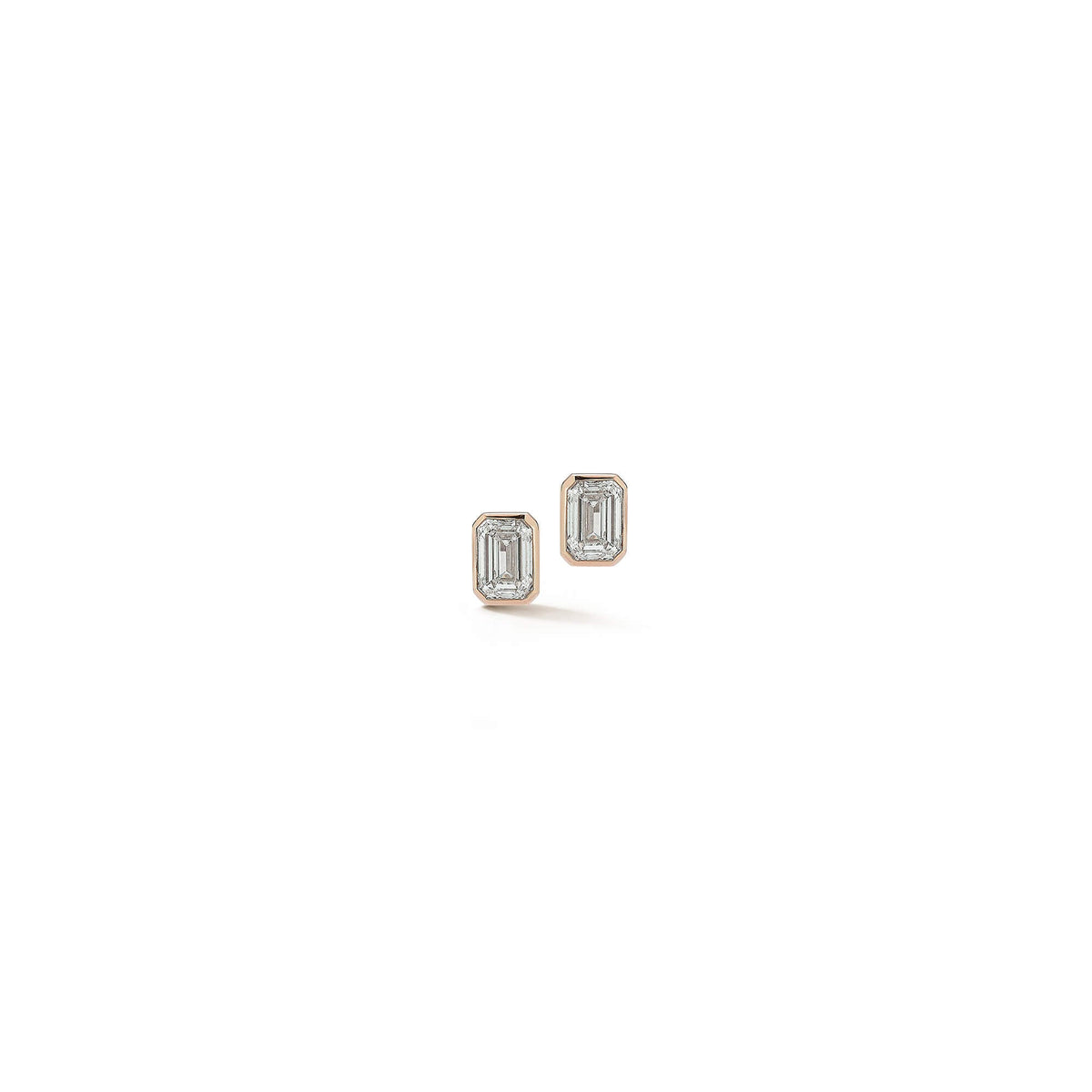 DRD Emerald Cut Bezel Set Diamond Studs 1.00 Ct. Total Weight