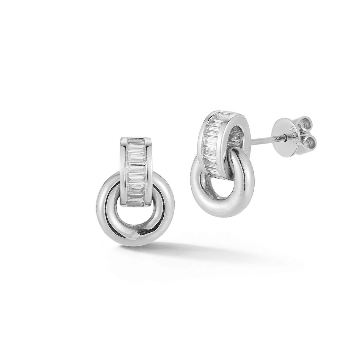 Sadie Pearl Baguette Interlocking Studs