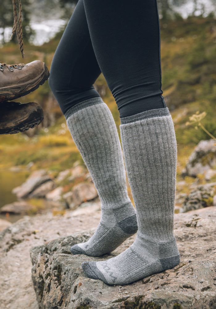 Womens Extreme Over The Calf Socks - Charcoal Heather