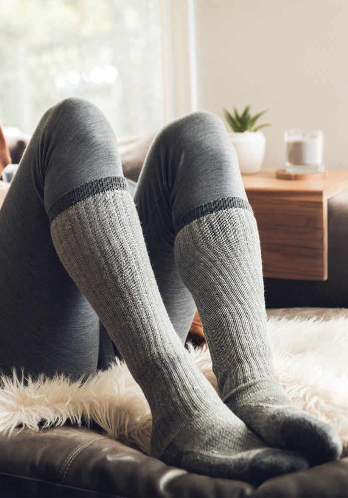 Mens Extreme Over The Calf Socks - Charcoal Heather