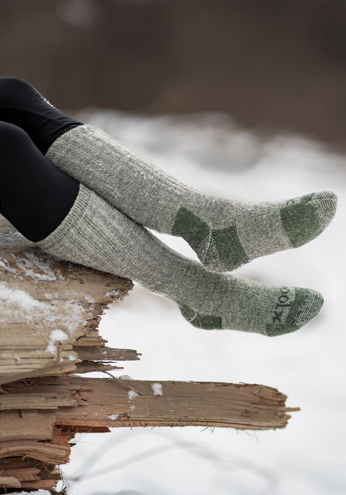 Womens Extreme Over The Calf Socks - Forest Dark Moss