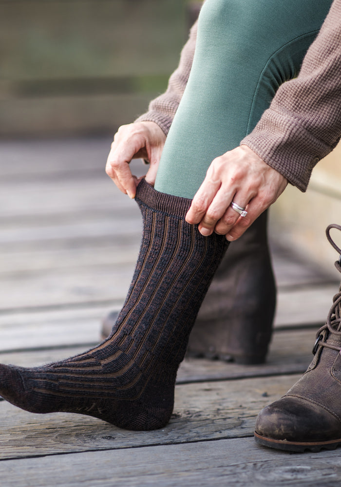 Womens Joey Mid Calf Socks - Dark Espresso