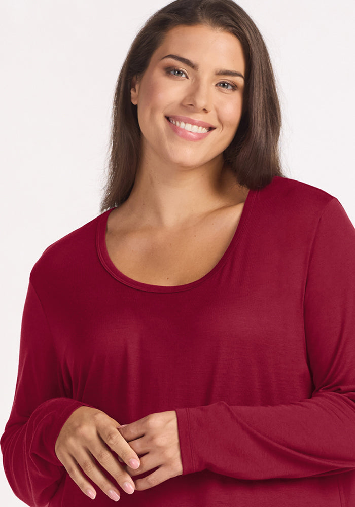Lucille Long Sleeve Nightgown - Beet Red