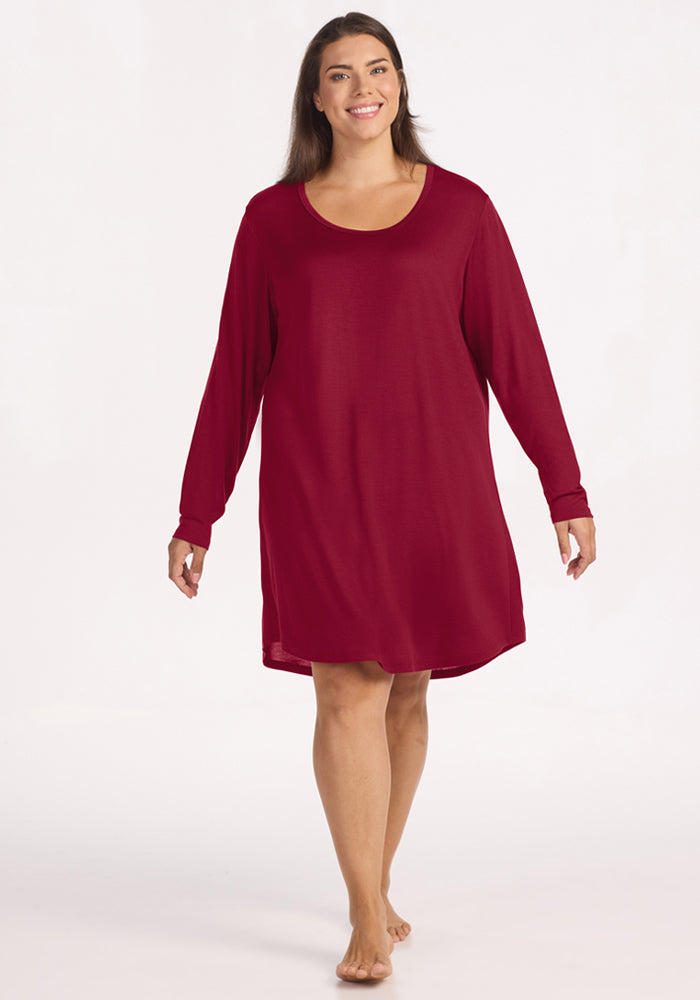 Lucille Long Sleeve Nightgown - Beet Red