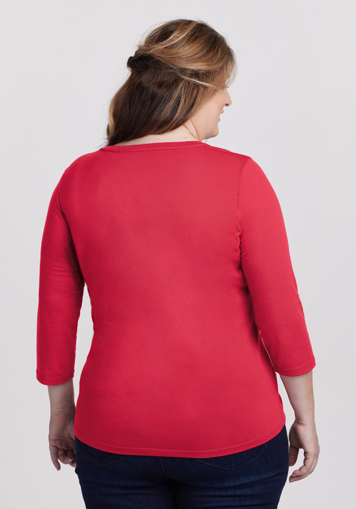 Jenny 3/4 Sleeve Crew Neck - Berry Ice Pop