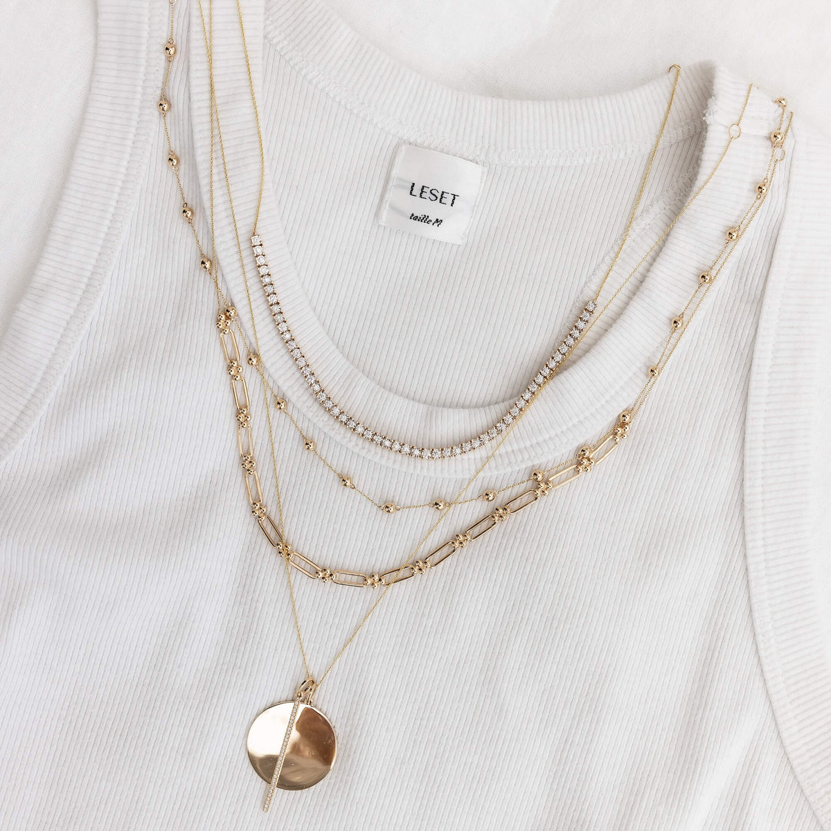 Sylvie Rose Disc and Pave Bar Necklace