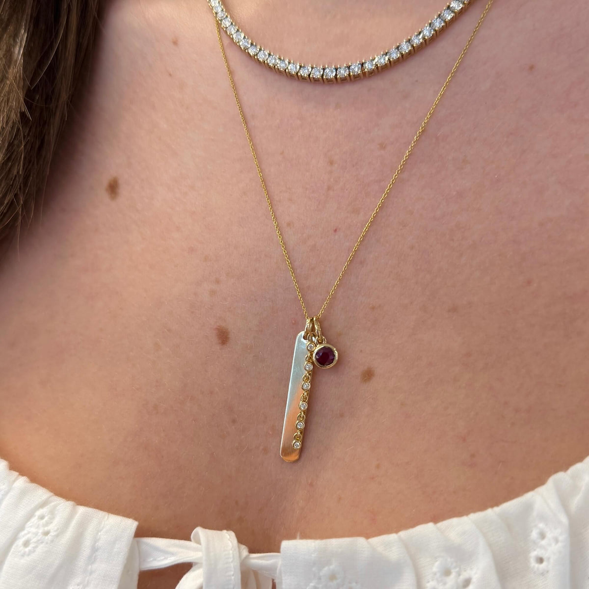 Lulu Jack Vertical Bar and Diamond Bezel Link Necklace