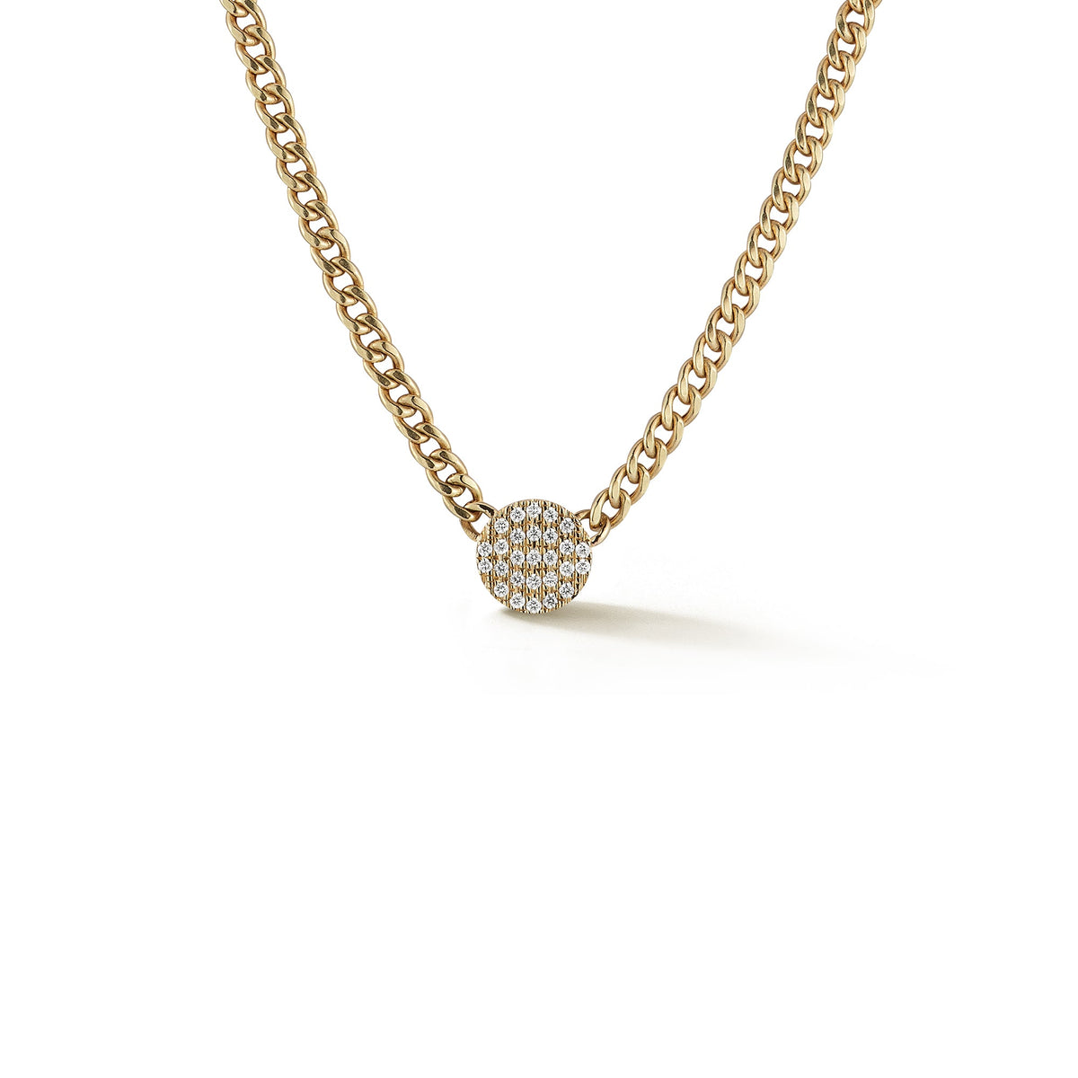 Lauren Joy Cuban Chain Disc Necklace - White Gold