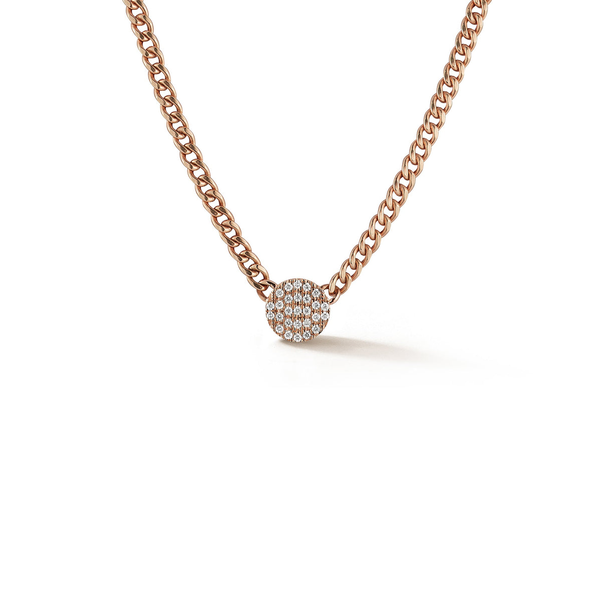 Lauren Joy Cuban Chain Disc Necklace - White Gold