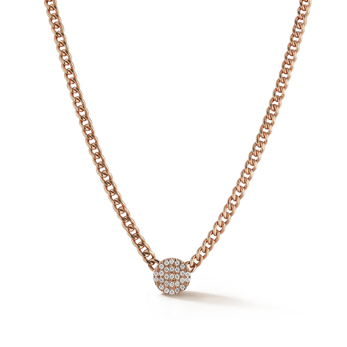 Lauren Joy Cuban Chain Disc Necklace - White Gold