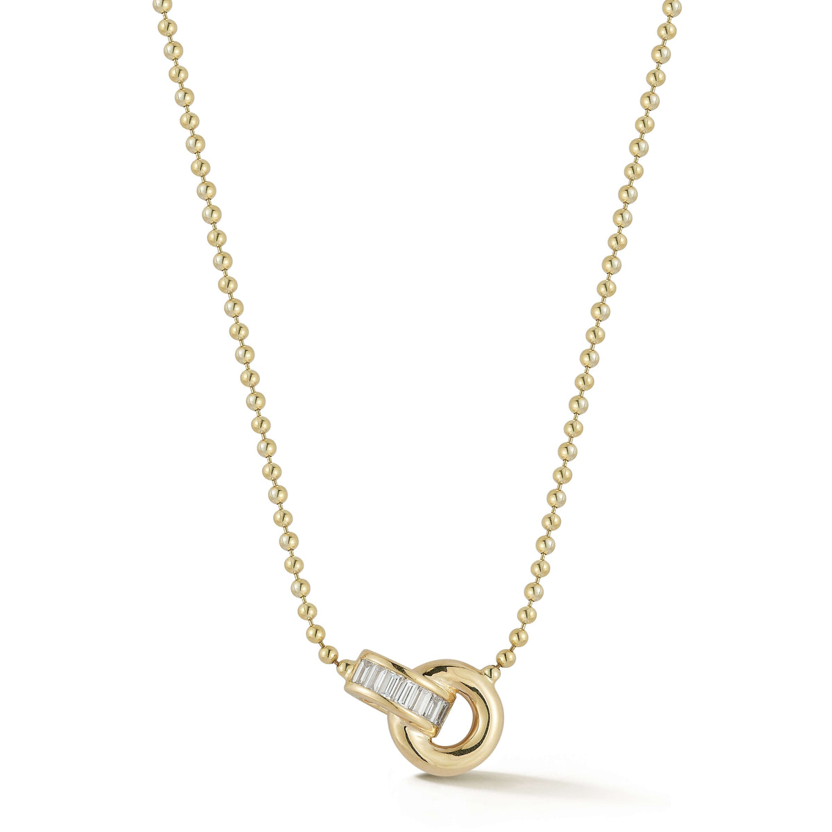 Sadie Pearl Channel Set Interlocking Ring Necklace