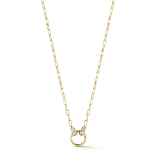 Sadie Pearl Baguette Paperclip Carabiner Necklace