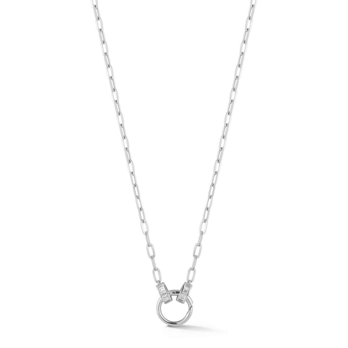 Sadie Pearl Baguette Paperclip Carabiner Necklace