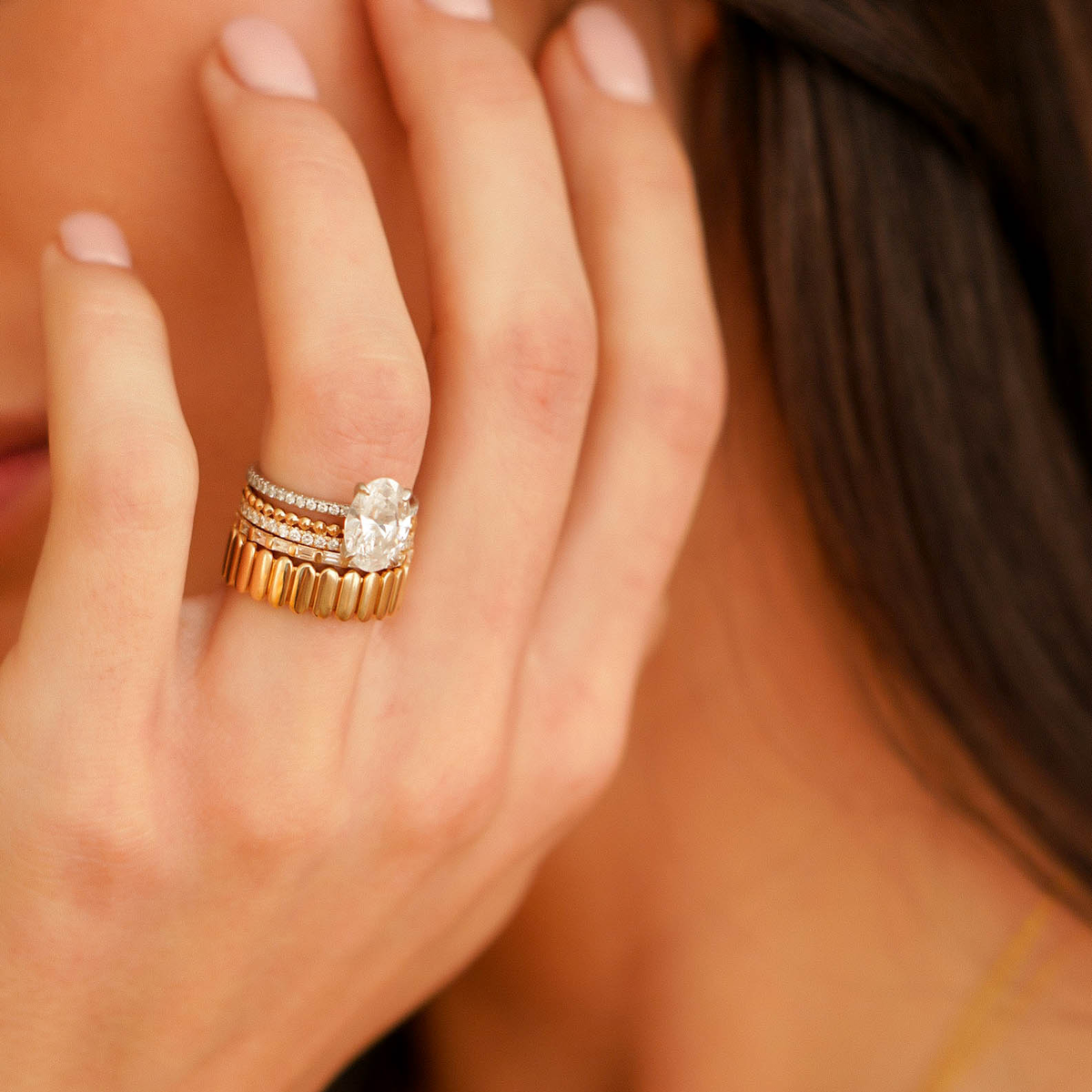 Sadie Pearl Baguette Eternity Ring