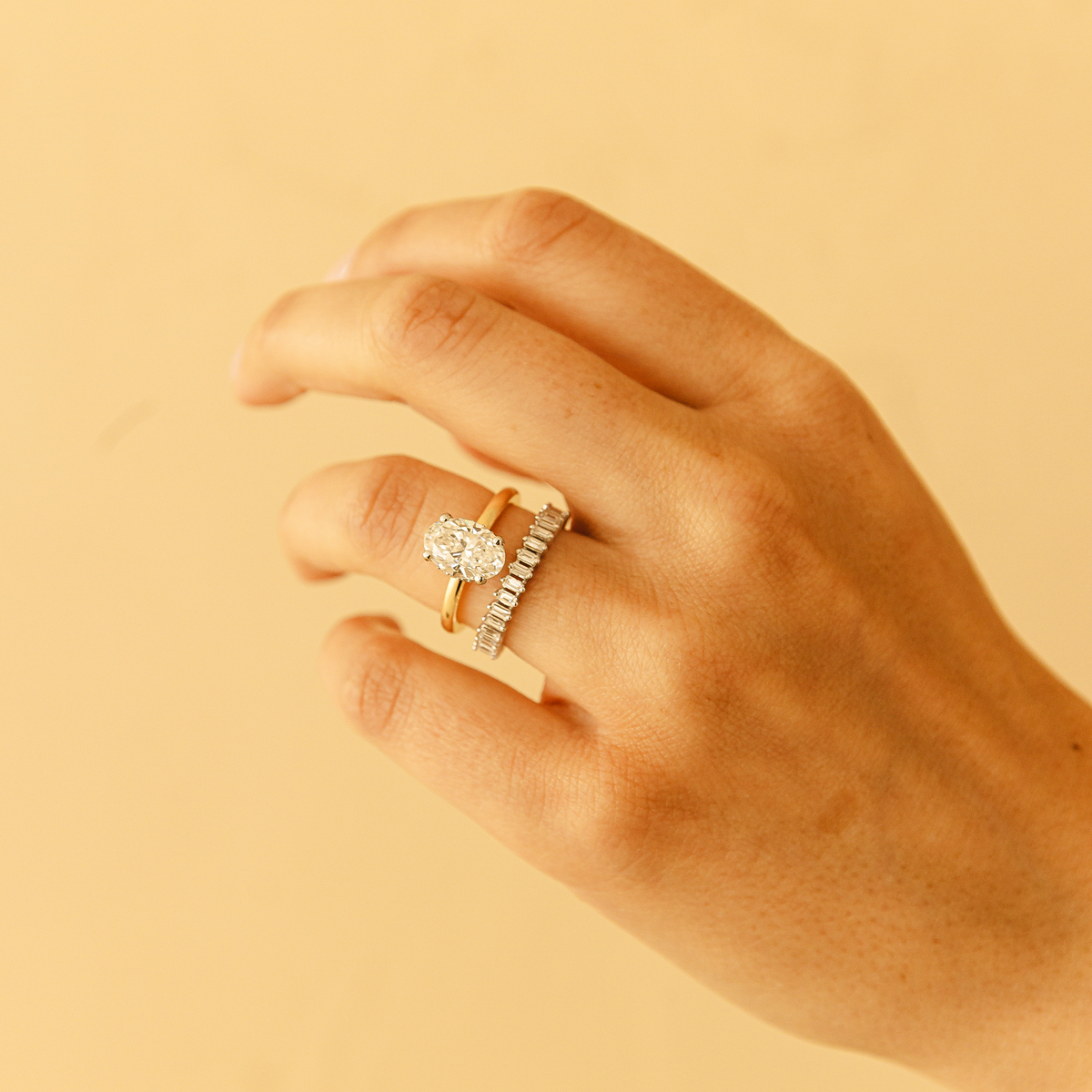 Sadie Pearl Vertical Baguette Eternity Ring