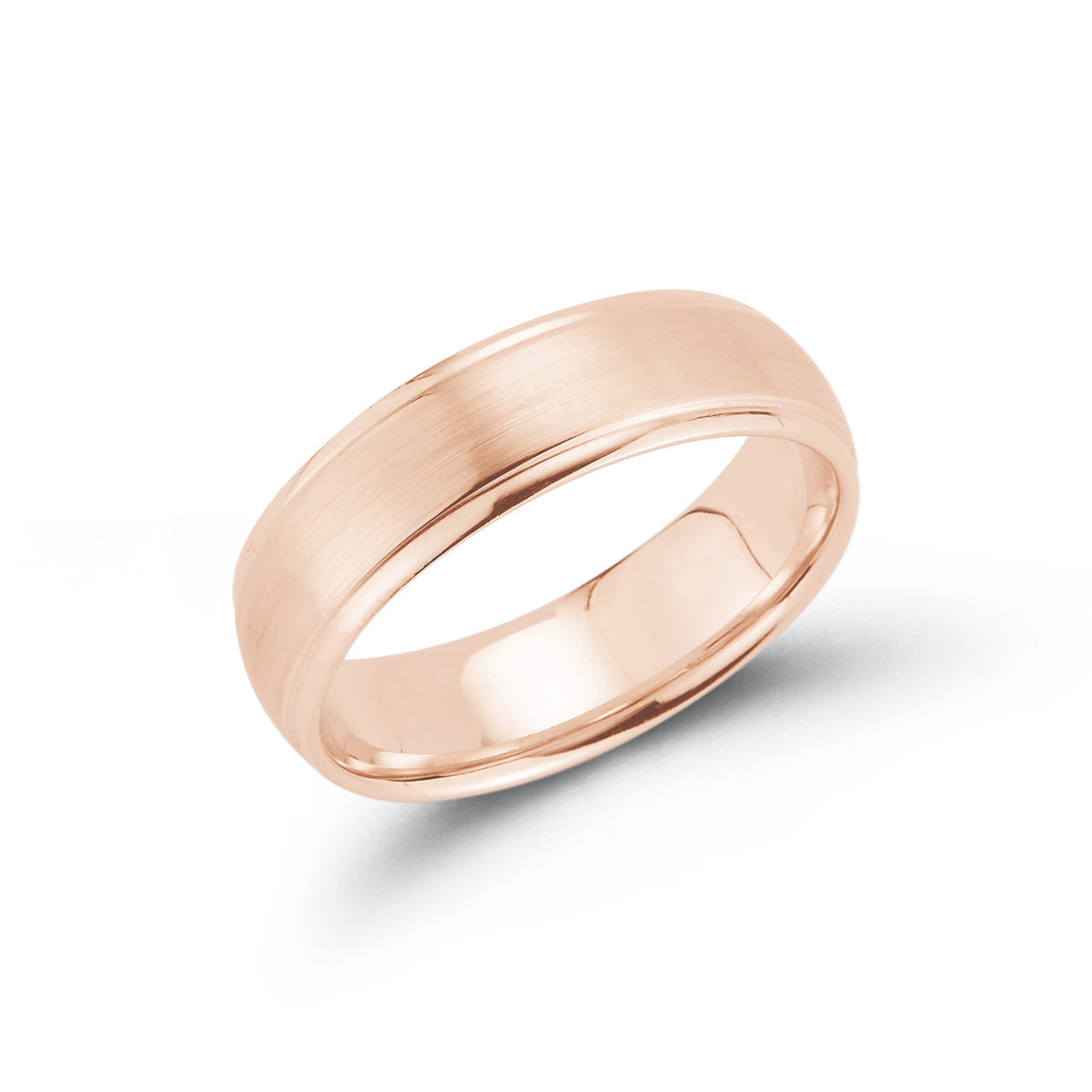 6mm Mens Half Round Brushed Middle Polished Edge Band