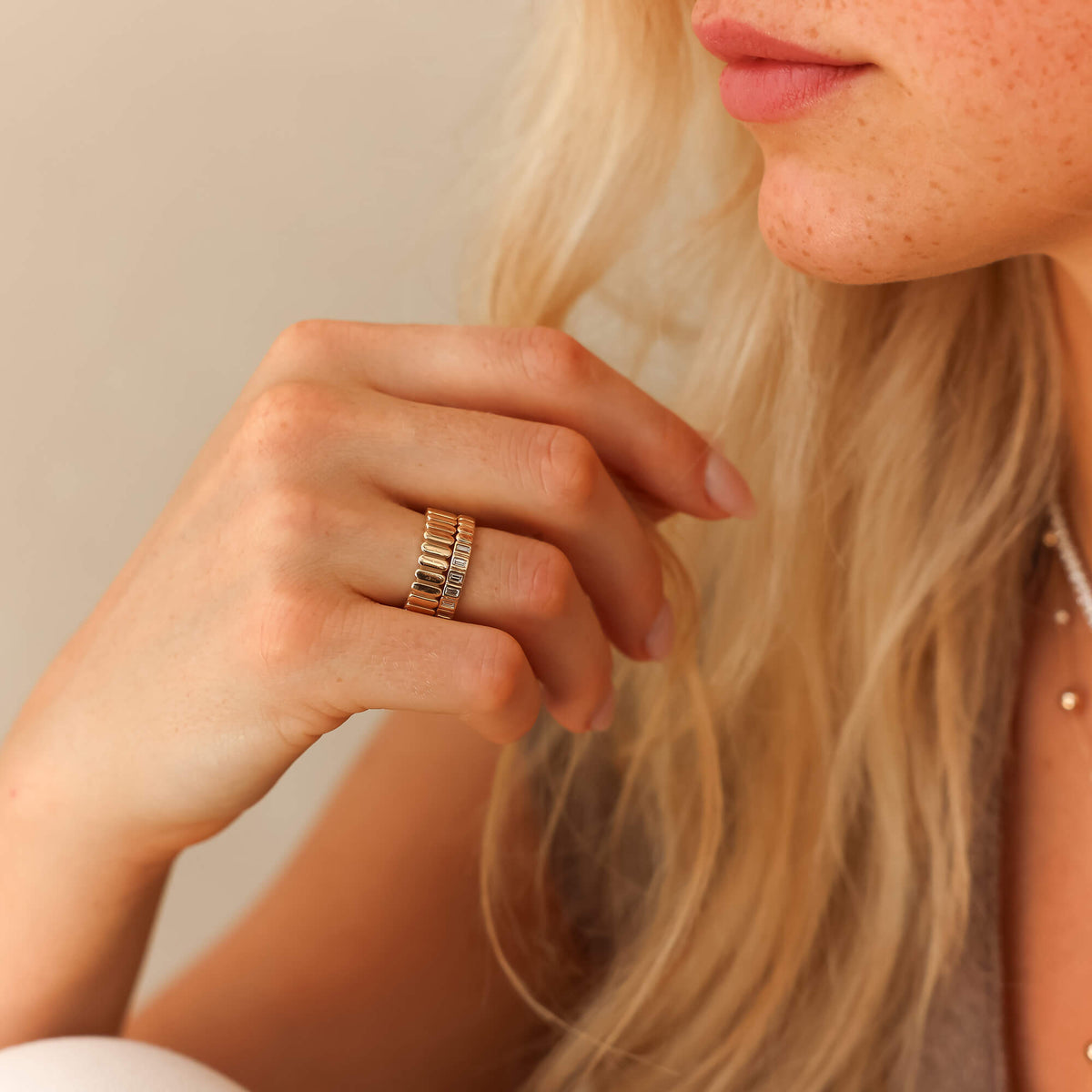 Melody Eden Bezel Baguette Ring