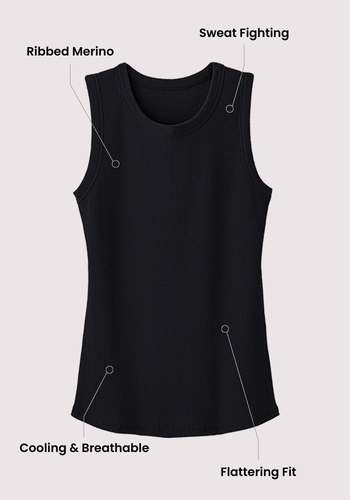 Raegan Ribbed Tank Top - Black