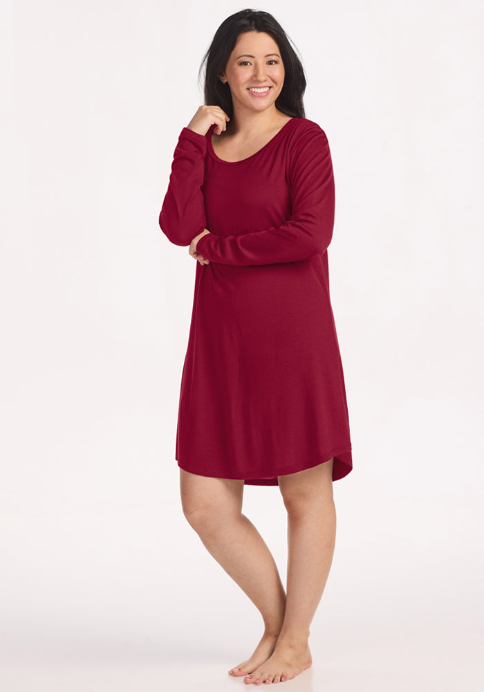 Lucille Long Sleeve Nightgown - Beet Red