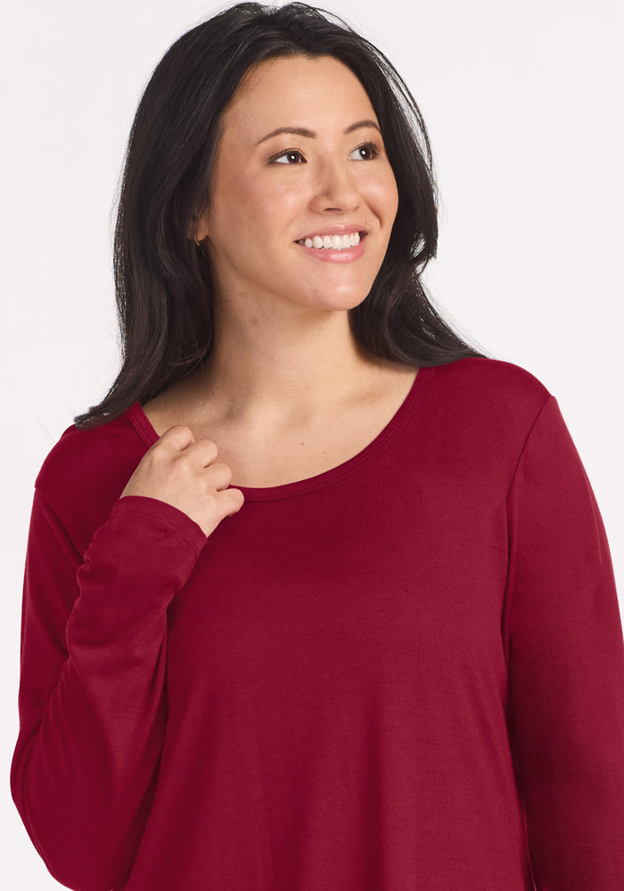 Lucille Long Sleeve Nightgown - Beet Red