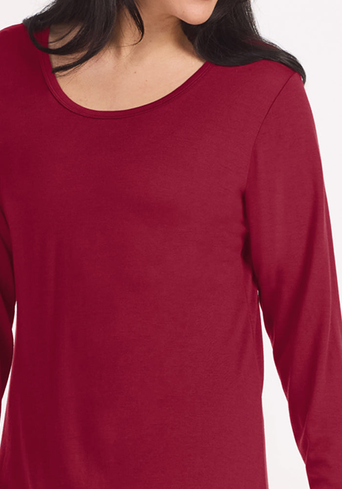 Lucille Long Sleeve Nightgown - Beet Red