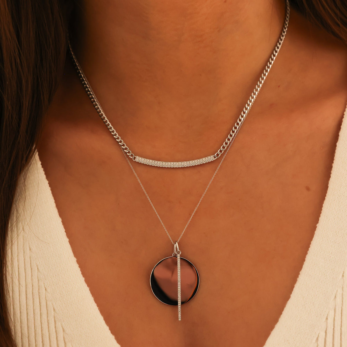 Sylvie Rose Cuban Chain Long Bar Necklace
