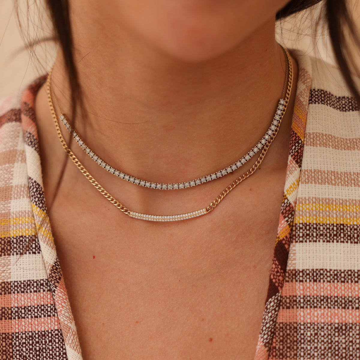 Sylvie Rose Cuban Chain Long Bar Necklace