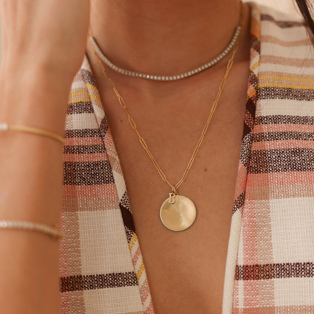 DRD Paperclip Disc Charm Necklace