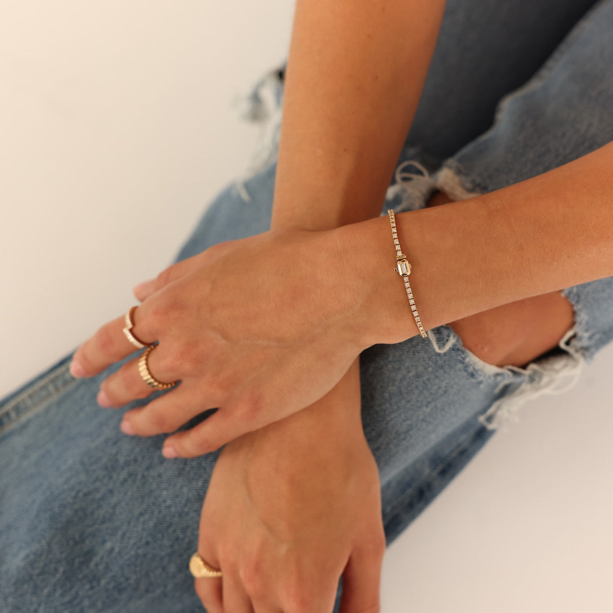 DRD Baguette Lock Tennis Bracelet