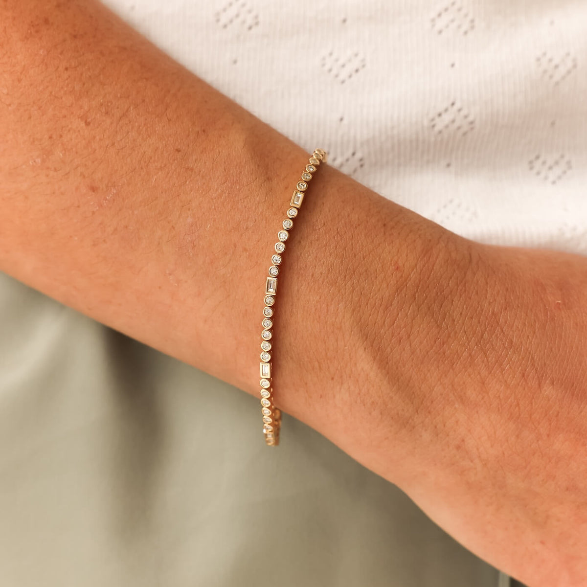 DRD Baguette and Round Bezel-Set Tennis Bracelet