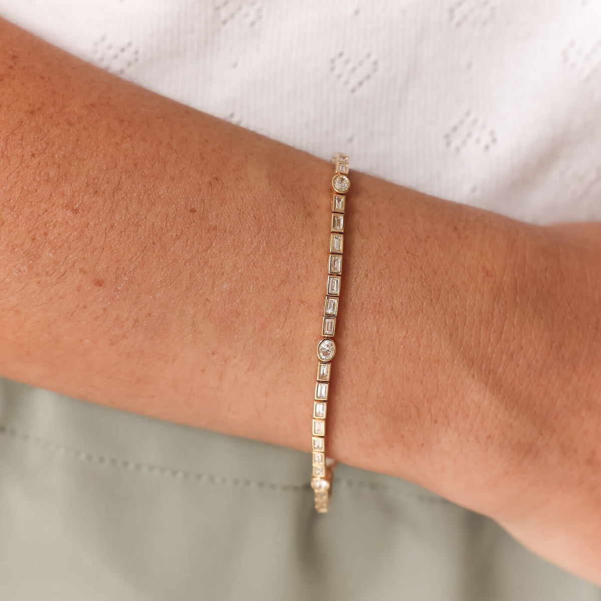 DRD Baguette and Oval Bezel-Set Tennis Bracelet