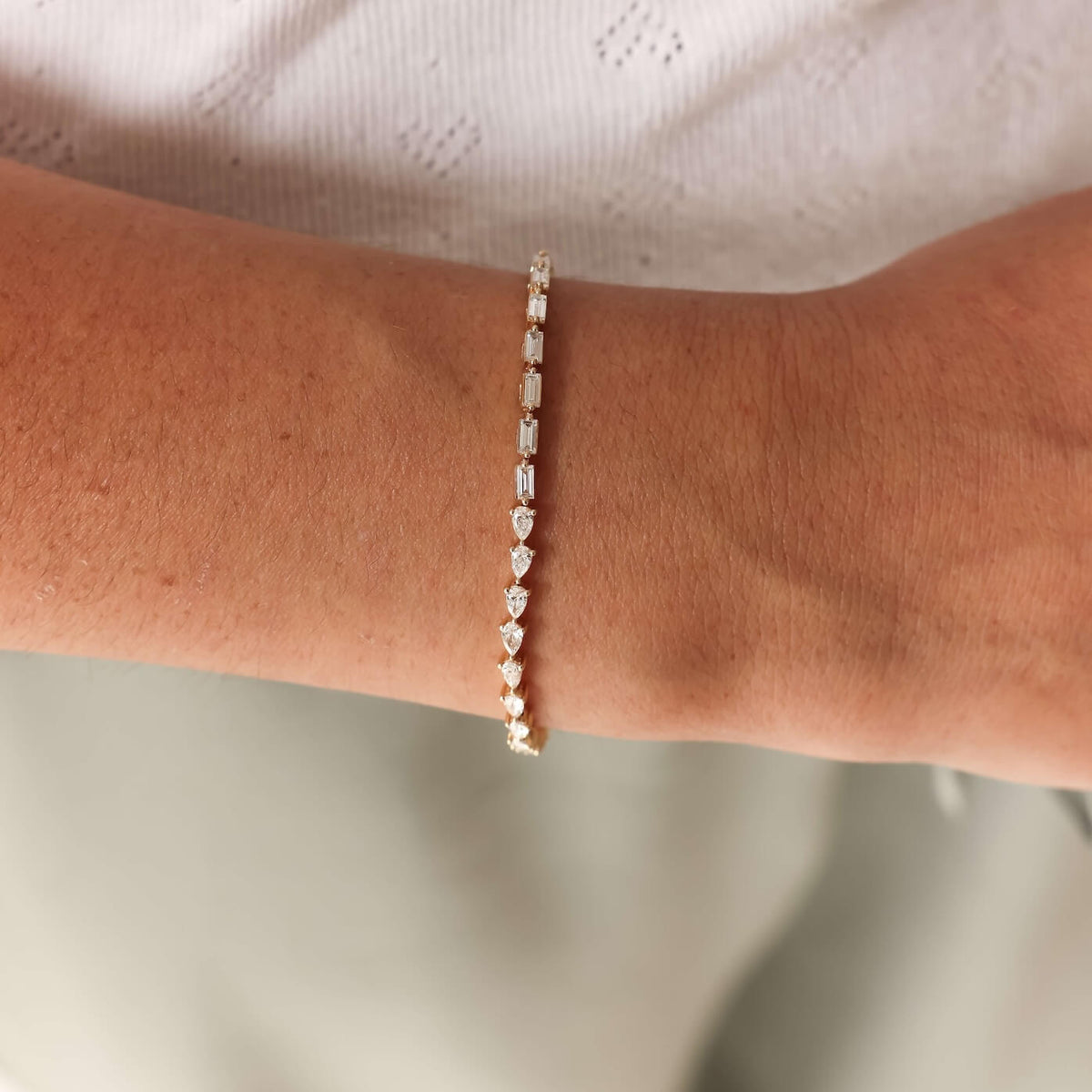 DRD Baguette and Pear Diamond Tennis Bracelet