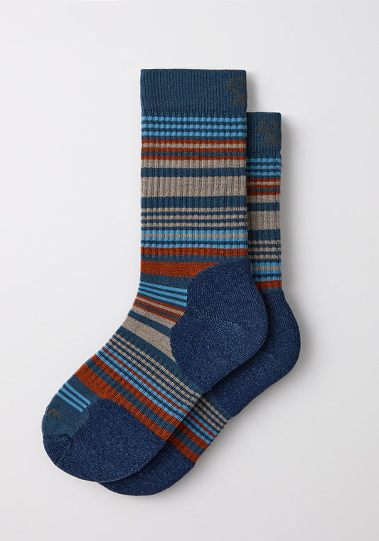 Womens Everyday Crew Socks - Majolica Blue Stripe