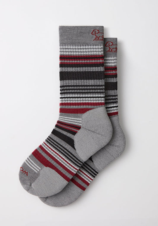 Womens Everyday Crew Socks - Light Grey Stripe