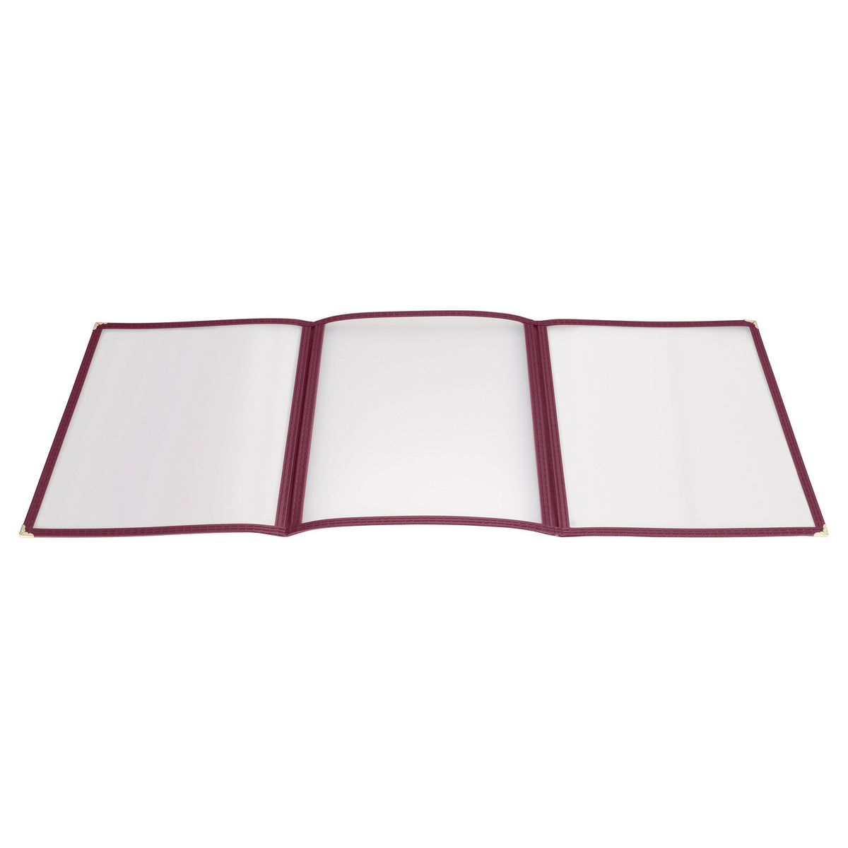 PMCT-9U - Tri-Fold Triple Panel Menu Cover, 9-1/2" x 12-1/8" - Burgundy