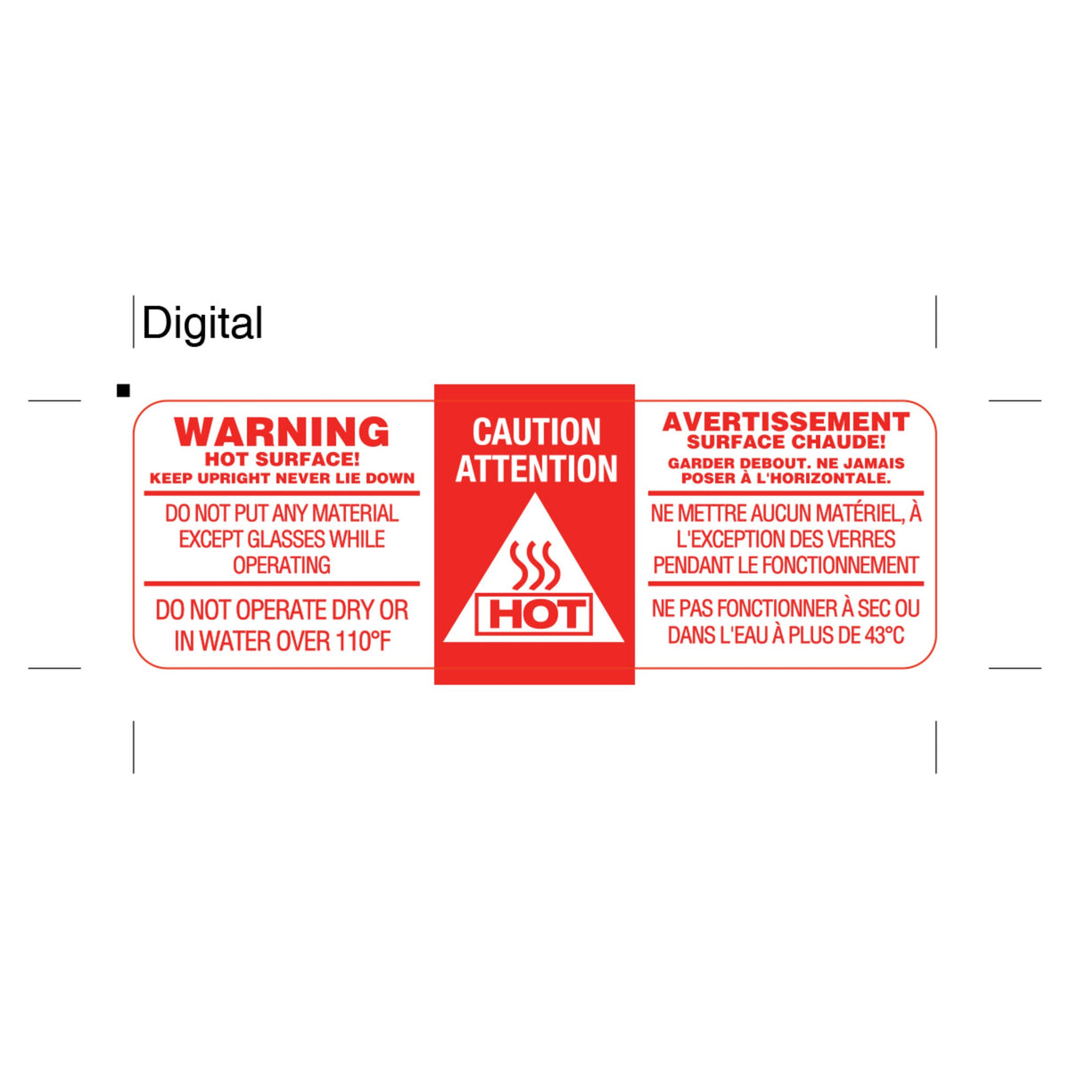 LBL-325 - Bar Maid, LABEL, HOT WARNING, UL 969 Compliant