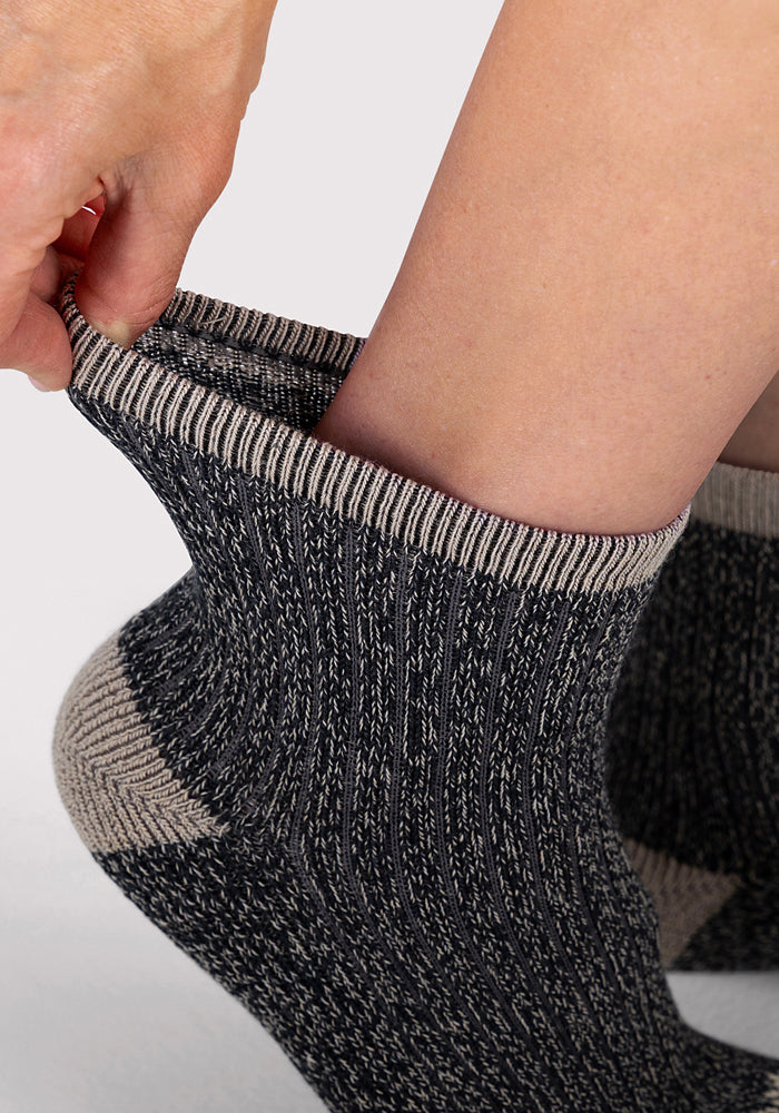 Womens Cozy Mini Crew Sock - Black
