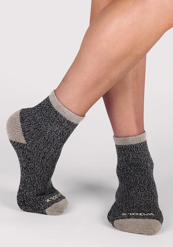 Womens Cozy Mini Crew Sock - Black