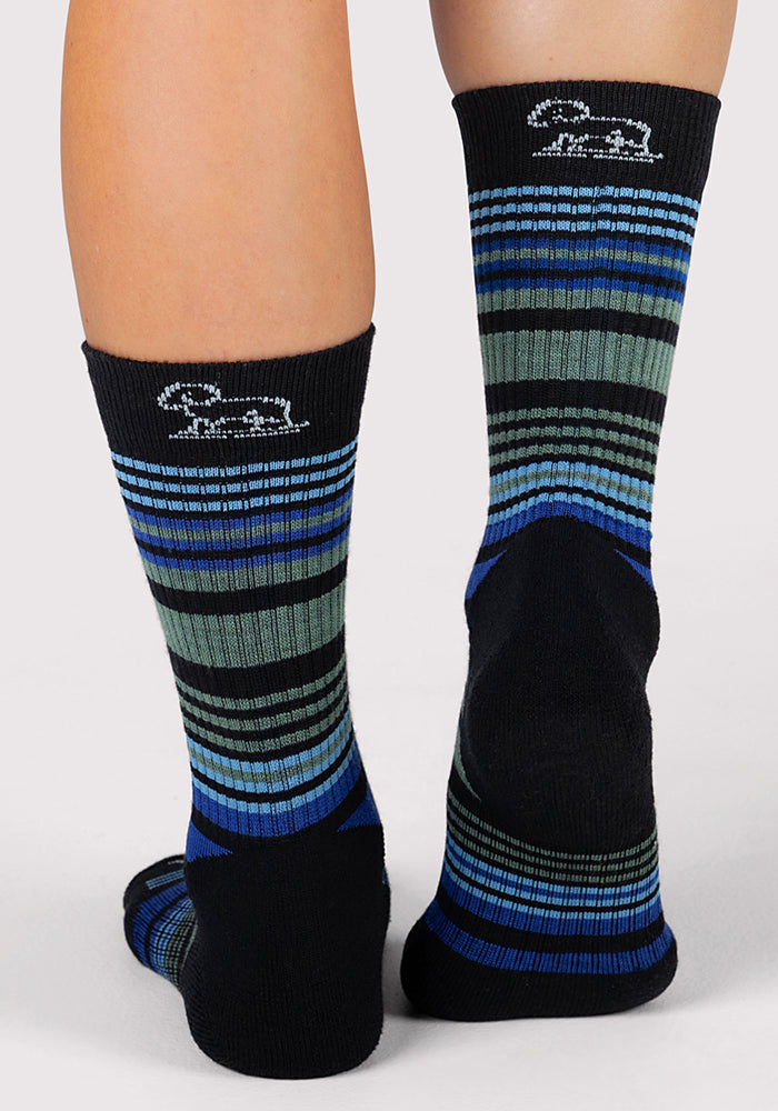 Womens Everyday Crew Socks - Black Stripe