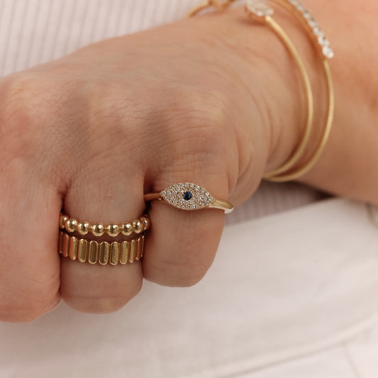 Carly Michelle Blue Sapphire Evil Eye Signet Ring