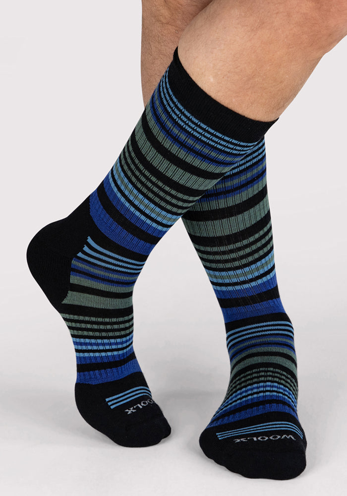 Mens Everyday Crew Socks - Black Stripe