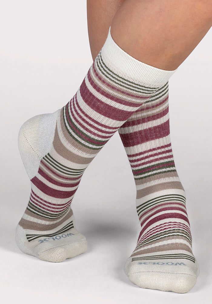 Womens Everyday Crew Socks - Buttercream Stripe