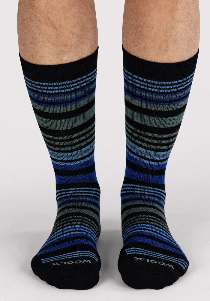 Mens Everyday Crew Socks - Black Stripe